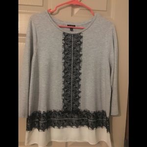 Talbots 3/4 sleeve gray top